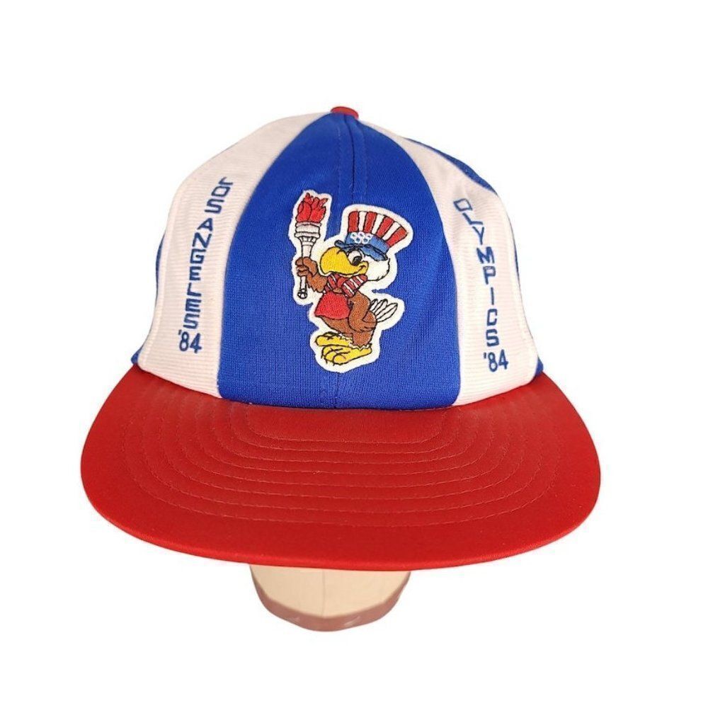 1984 Olympics Five Panel Hat Cap Vintage 80s Made In USA One Size Free Button